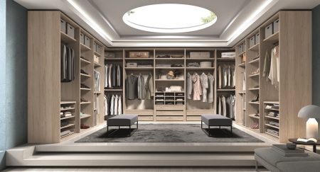 Vestidor en "U" sin puertas y con modulaciones estándar y a medida modelo 201-084