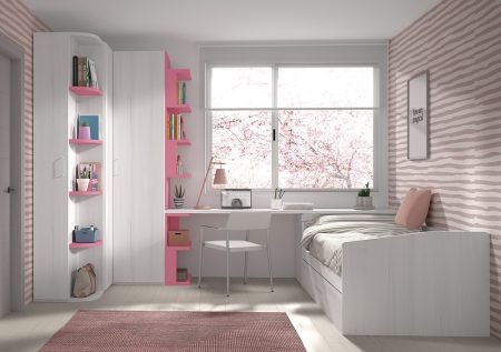 Dormitorio juvenil con cama con cama inferior de tipo arrastre 201-111