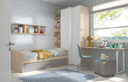 Dormitorio juvenil con cama con otra cama de arrastre 201-113