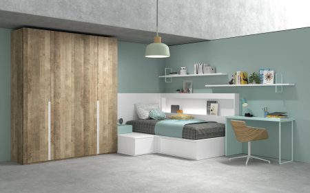 Habitación juvenil con cama tipo block modelo 481-32