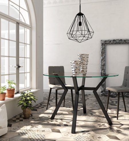 Mesa de comedor modelo Alborán redonda cristal 36-14