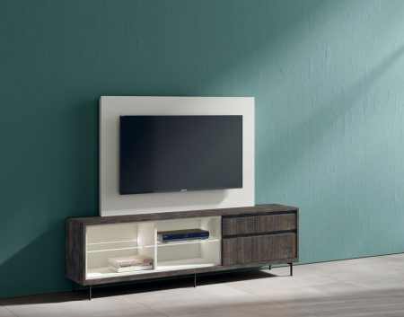 El mueble TV que puede tener luz led en los estantes de cristal 40-09