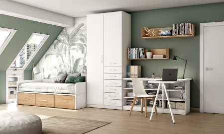 Dormitorio juvenil con cama con cajones 36-222