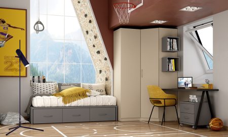 Dormitorio juvenil con cama con cajones 36-225